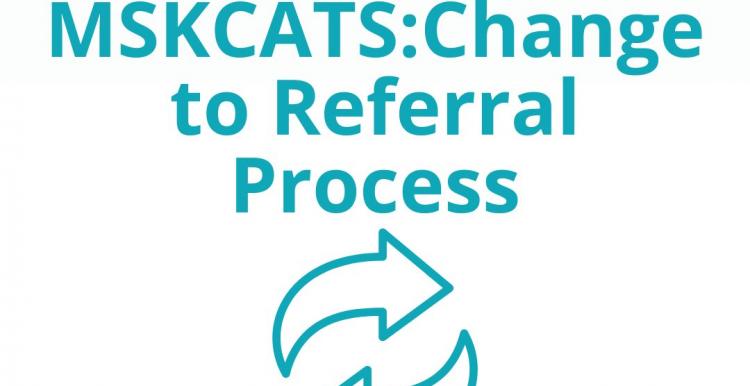 MSKCATS: Change to referral process. Warrington and Halton Hospital NHS logo. Two arrows in a circle. 