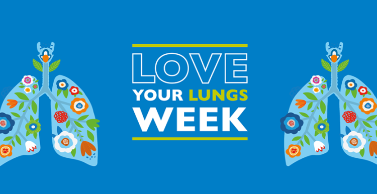 'Love your lungs week' Image of two lungs filled with flowers.  