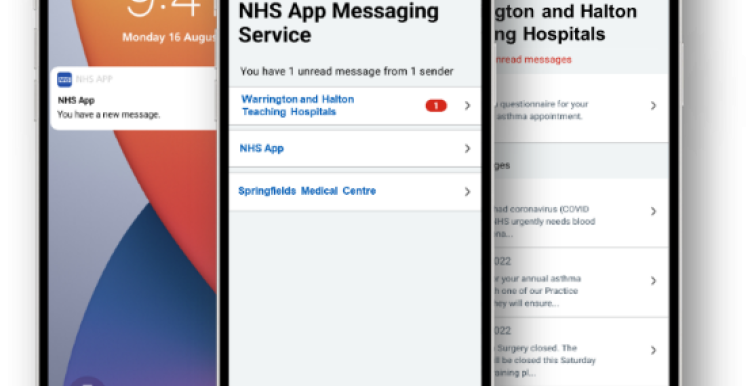 NHS Mobile app messaging service for Warrington and Halton hospitals. 