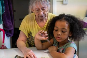 Older woman and grandchild