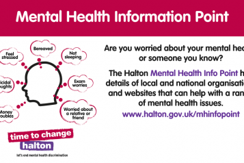poster for the Mental Health Info Point - www.halton.gov.uk/mhinfopoint
