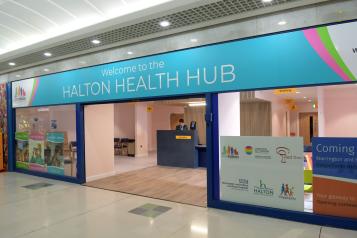 Halton Health Hub entrance, Runcorn shopping city. 