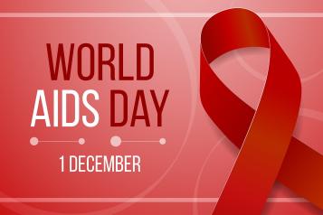 World Aids Day 1 December Red awareness ribbon.