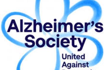 Alzheimer's Society United against dementia blue flower logo. 