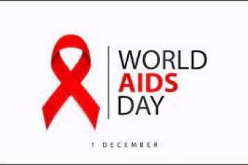 'World Aids Day. 1 December'  Red ribbon image. 