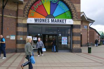 Entrance at Widnes Market. 