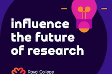 'Influence the future research. Royal College of midwives.' Image of a light bulb.  
