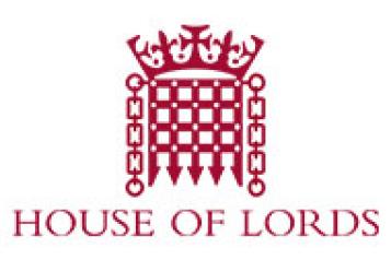 'House of Lords' logo with crown and gate symbol. 