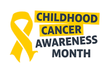 'Childhood Cancer Awareness Month' Yellow ribbon symbol. 