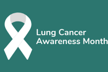 'Lung Cancer Awareness Month' White ribbon. 