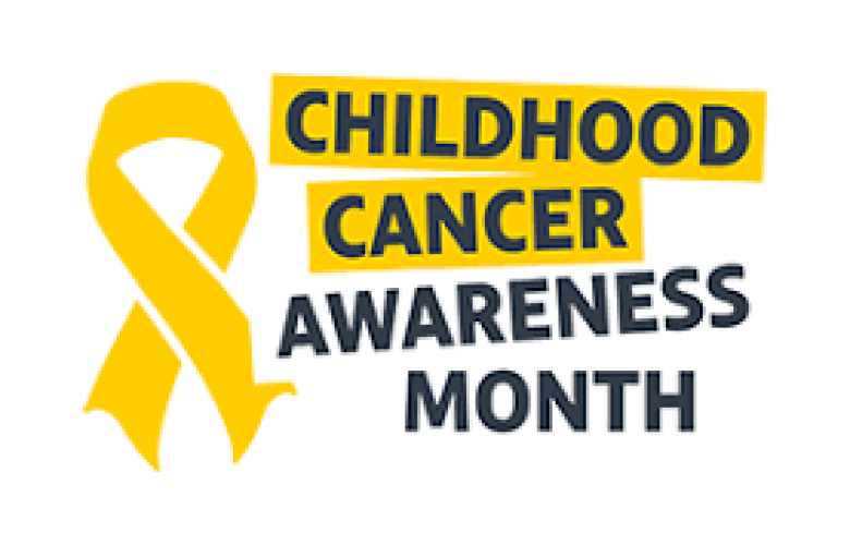 'Childhood Cancer Awareness Month' Yellow ribbon symbol. 